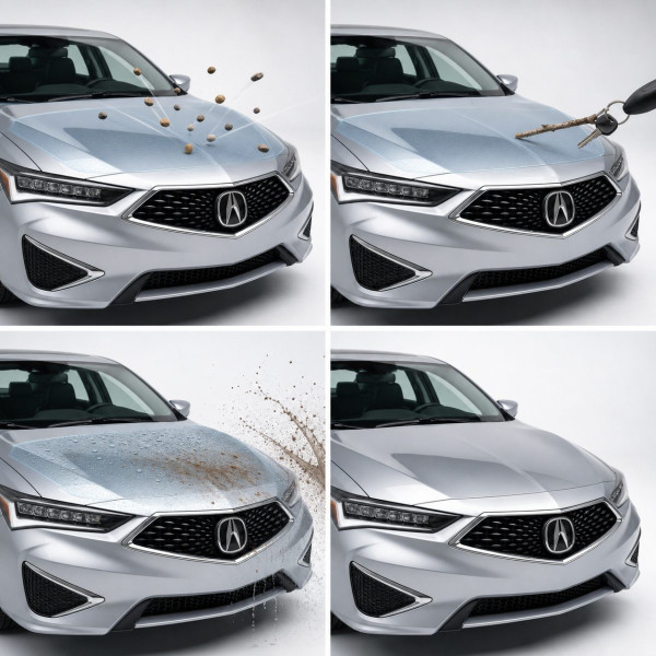 Антигравійна захисна бронеплівка за лекалами для Acura ILX I facelift 2019-2022 - нижня зона кузова пороги