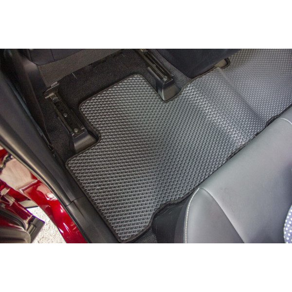 Килимки у салон EVA для Toyota RAV 4 2013-2019 ДВС / Hybrid з підп'ятником Чорні-Коричневий кант 5 шт