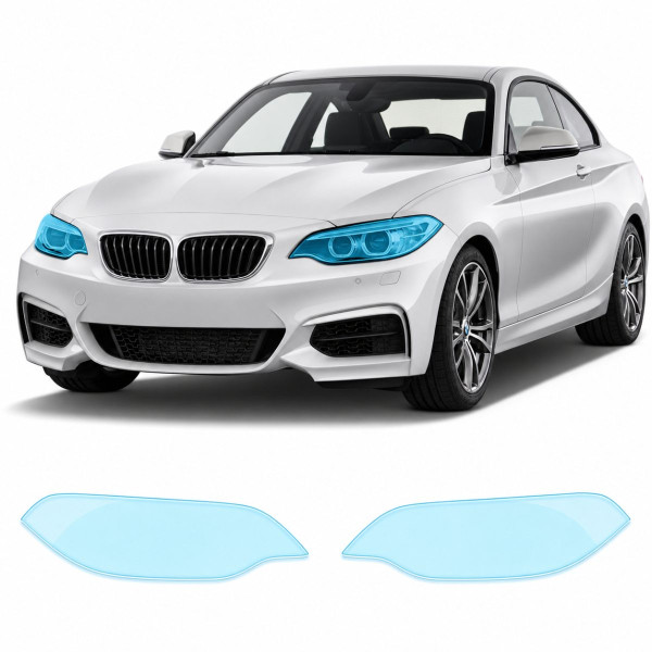 Антигравийная защитная бронепленка по лекалам для BMW 2 Series F22 2014-2021 - оптика (фары и ПТФ)