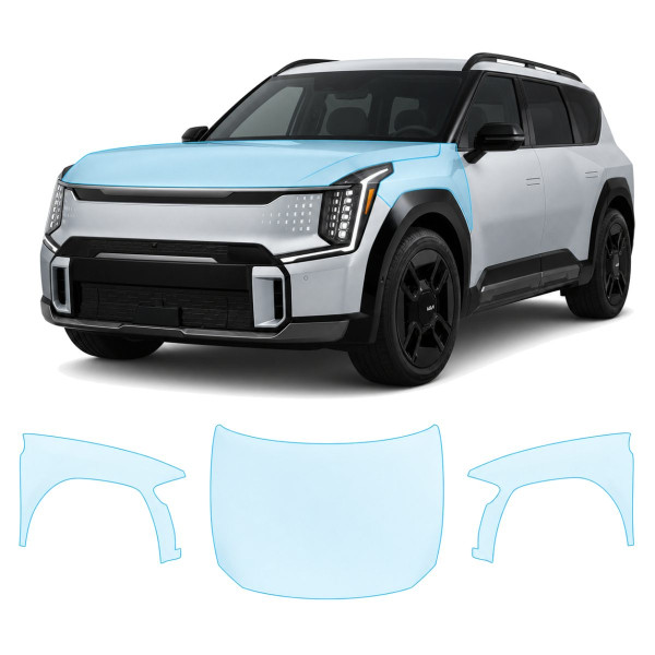 Антигравийная защитная бронепленка по лекалам для Kia EV9 I 2023- капот и передние крылья