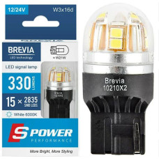 LED автолампа Brevia Spower 12/24V T20 W21W 15x2835SMD 330Lm 6000K CANbus W3x16d 2 шт (10210X2)