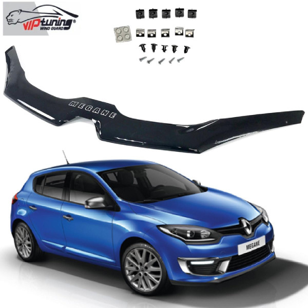 Дефлектор капоту мухобійка для Renault Megane IV 2015-2021 Рестайлінг Євро Кріплення (Vip Tuning) RL551