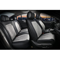 Авточехлы для сидений Алькантара Экокожа Elegant Modena комплект Серые (700 133)