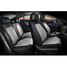 Авточехлы для сидений Алькантара Экокожа Elegant Modena комплект Серые (700 133)