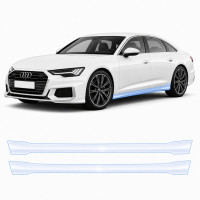 Антигравийная защитная бронепленка по лекалам для Audi A6 C9 2025- нижняя зона кузова пороги