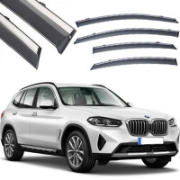 Дефлекторы окон ветровики Benke для BMW X3 E83 F25 2018-2021 Хром Молдинг Из Нержавеющей Стали 3D
