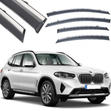 Дефлектори вікон вітровики Benke для BMW X3 E83 F25 2018-2021 Хром Молдинг З Нержавіючої Сталі 3D