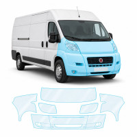 Антигравийная защитная бронепленка по лекалам для Fiat Ducato III 2006- передняя часть авто (капот бампер фары крылья)