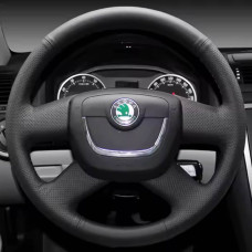 Чохол Обплетення Керма для Skoda Yeti 2013-2018 Шкіра (Модельна Викрійка) чорна нитка №56