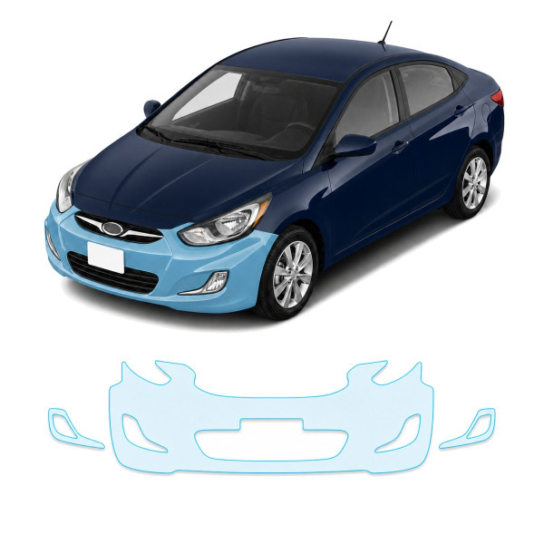 Антигравійна захисна бронеплівка за лекалами для Hyundai Accent RB 2011-2017 - передній бампер