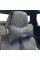 Подушка на підголівник з логотипом Volvo Екошкіра 3D Кольоровий лого Чорна-Сірий кант 1 шт