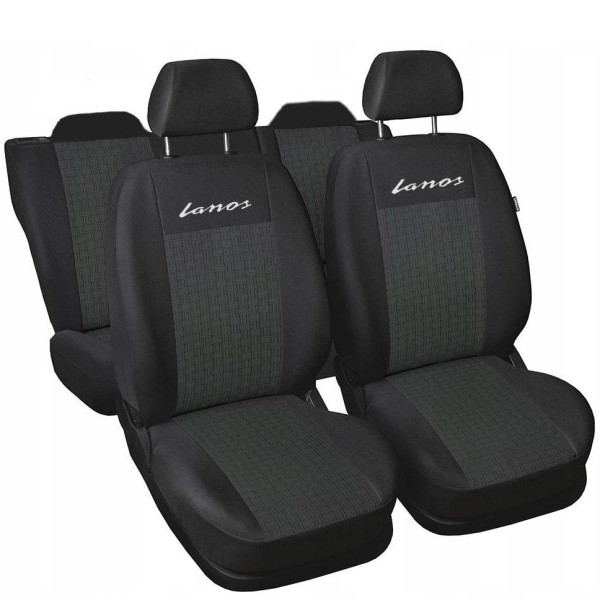 Чохли для сидінь модельні Daewoo Lanos Sens підголовники горби комплект Чорно-Чорні