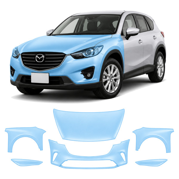 Антигравійна захисна бронеплівка за лекалами для Mazda CX-5 KE facelift 2015-2017 - передня частина авто (капот бампер крила))