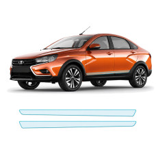 Антигравійна захисна бронеплівка за лекалами для LADA Vesta Cross 2180 2018-2022 - нижня зона кузова пороги