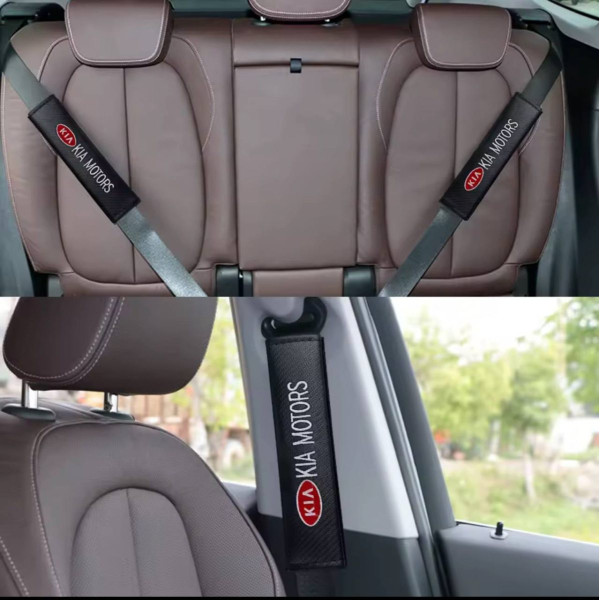 Накладка на пас безпеки Modena Ford S 350 мм Кольоровий 3D Логотип Екошкіра Чорна 1 шт