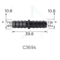 Соединитель для трубок d10, 8мм. (C3694)