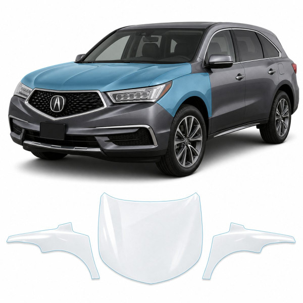 Антигравійна захисна бронеплівка за лекалами для Acura MDX YD3 facelift 2017-2020 - капот і передні крила