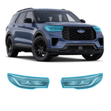 Антигравийная защитная бронепленка по лекалам для Ford Explorer (US) VI facelift 2024- оптика (фары и ПТФ)