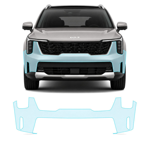 Антигравийная защитная бронепленка по лекалам для Kia Sorento MQ4 facelift 2024- передний бампер