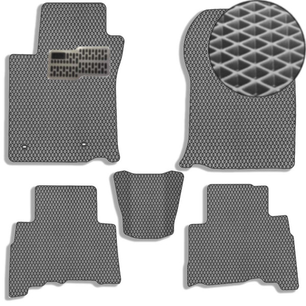 Килимки в салон EVA для Toyota Prado 150 2010-2021 (Металевий підп'ятник) Сірі-Сірій кант 5 шт