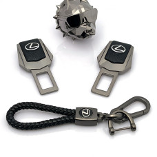 Автонабір На стилі №14 для Lexus із заглушок ременів безпеки та брелока з логотипом / Ароматизатор Pitbull
