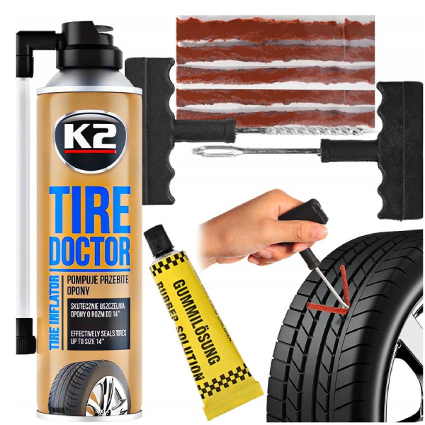 Набір Герметик вулканізатор шин K2 TIRE DOCTOR 500 мл 2 шт (B311)
