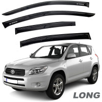 Дефлекторы окон ветровики для Toyota Rav 4 Long USA 2006-2013 Скотч 3M Voron Glass