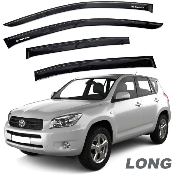 Дефлекторы окон ветровики для Toyota Rav 4 Long USA 2006-2013 Скотч 3M Voron Glass