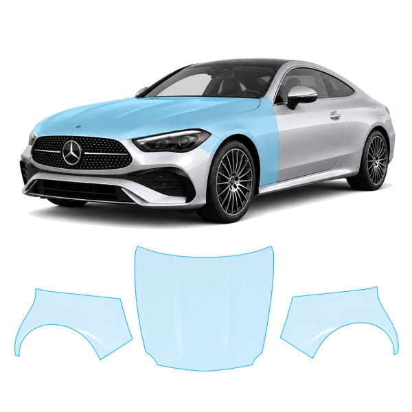 Антигравійна захисна бронеплівка за лекалами для Mercedes-Benz CLE C236 2023- капот і передні крила