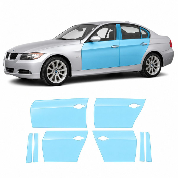 Антигравійна захисна бронеплівка за лекалами для BMW 3 Series E90 2005-2011 - зони дверей і стійки вікон