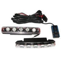 Дневные ходовые огни ДХО / 190x25x4 5мм / 1W*5SMD / функция Белый стробоскоп / корпус пластик / Белые 2 шт