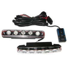 Денні ходові вогні ДХО / 190x25x4 5мм / 1W*5SMD / функція Білий стробоскоп / корпус пластик / Білі 2 шт