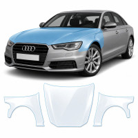 Антигравийная защитная бронепленка по лекалам для Audi A6 C7 2011-2018 - капот и передние крылья