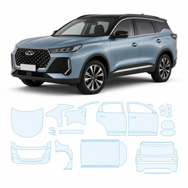 Антигравийная защитная бронепленка по лекалам для Chery Tiggo 7 Pro Max (PHEV) I 2024- полный кузов