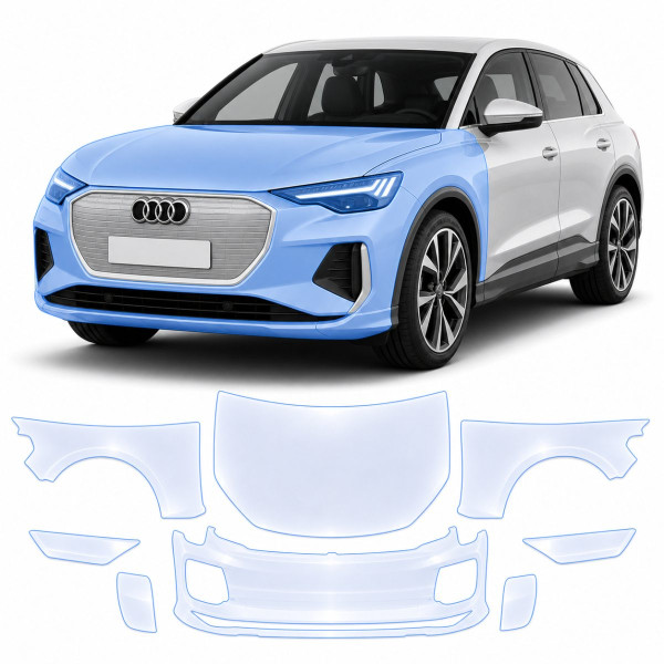 Антигравійна захисна бронеплівка за лекалами для Audi Q4 e-tron F4 2021- передня частина авто (капот бампер крила))