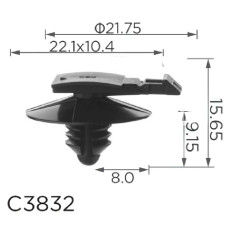 Клипса бампера, кабельных стяжек двери Volkswagen 1K0971848L (C3832)