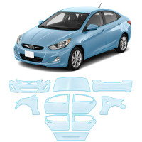 Антигравийная защитная бронепленка по лекалам для Hyundai Accent RB 2011-2017 - полный кузов