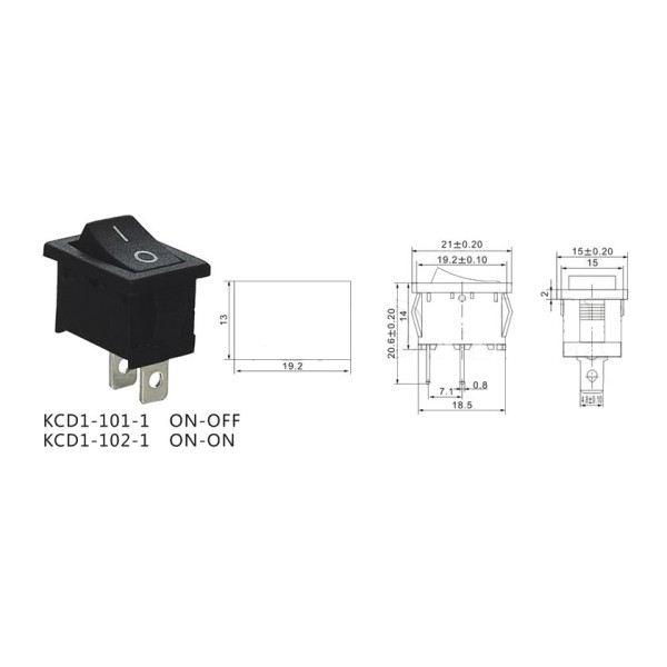 Кнопка Перемикач клавішний 12V ON-OFF 20x15 мм №101