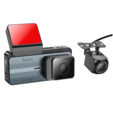 Відеореєстратор Hoco DV12 із задньою камерою (GPS, WiFi, 2K, 3,69" дисплей, паркувальний режим, циклічний запис, microSD, G-сенсор, нічний режим)