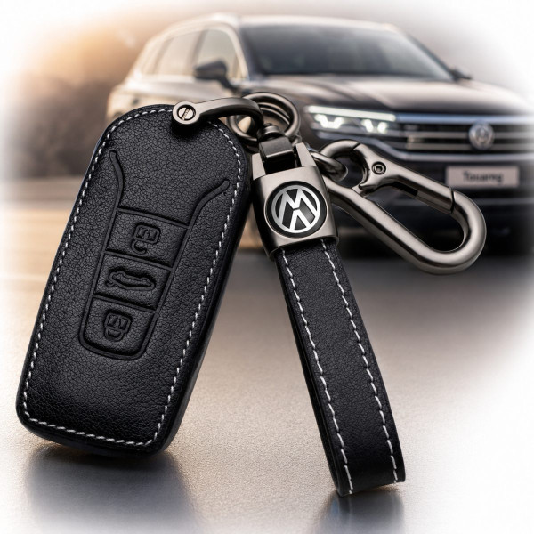 Чехол для автоключей Volkswagen Touareg с Брелоком Карабин (3 кнопки №6)