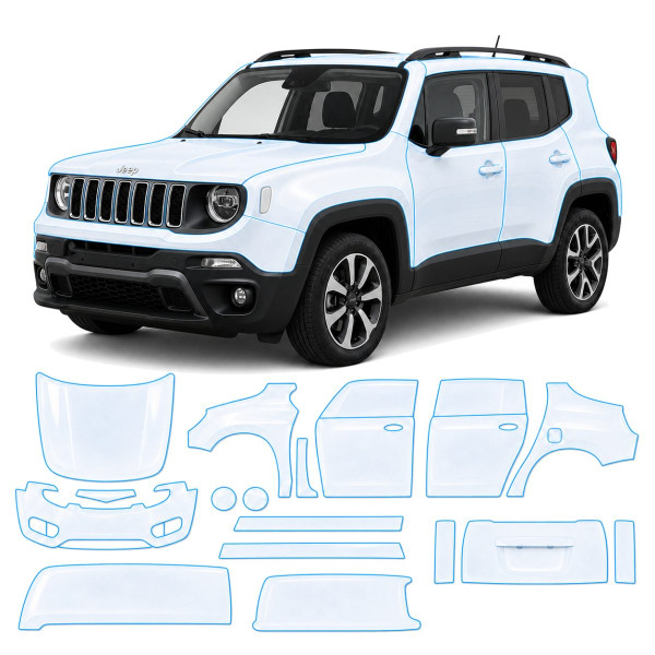 Антигравійна захисна бронеплівка за лекалами для Jeep Renegade BU facelift 2019- повний кузов