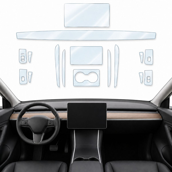 Набір Плівок захисних для салону Tesla Model Y 2021-2024 TPU (Кансолі Дисплея Ручок) 10 шт
