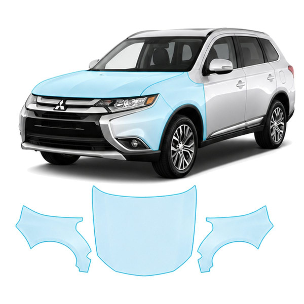 Антигравийная защитная бронепленка по лекалам для Mitsubishi Outlander GG facelift 2015-2021 - капот и передние крылья