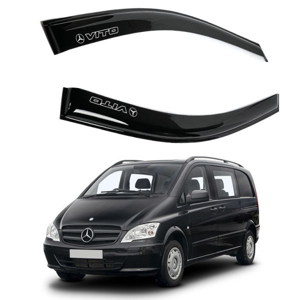 Дефлектори вікон вітровики Mercedes Vito 2003-2015 W639 Широкі 10 см Скотч 3M Voron Glass