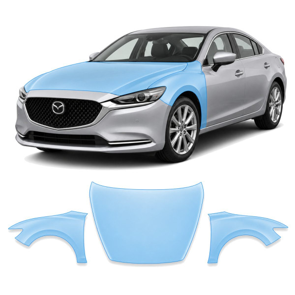 Антигравійна захисна бронеплівка за лекалами для Mazda Mazda6 GL facelift 2018- капот і передні крила