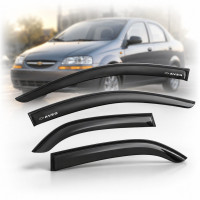 Дефлекторы окон ветровики Chevrolet Aveo T200 2002-2006 Седан Скотч 3M Voron Glass