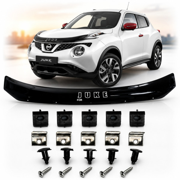 Дефлектор капота мухобойка Nissan Juke 2010-1019 Евро Крепление Vip Tuning (NS35)