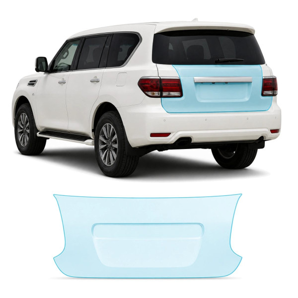 Антигравийная защитная бронепленка по лекалам для Nissan Patrol Y62 facelift 2 2019- зона крышки багажника