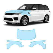 Антигравийная защитная бронепленка по лекалам для Land Rover Range Rover Sport L494 facelift 2018-2022 - капот и передние крылья