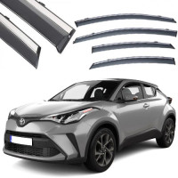 Дефлекторы окон ветровики Benke для Toyota C-HR 2017- Хром Молдинг Из Нержавеющей Стали (3D BTYCR1723-W/S)